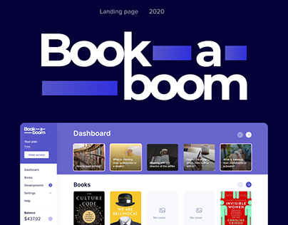 Landing page for a book company Book a boom
