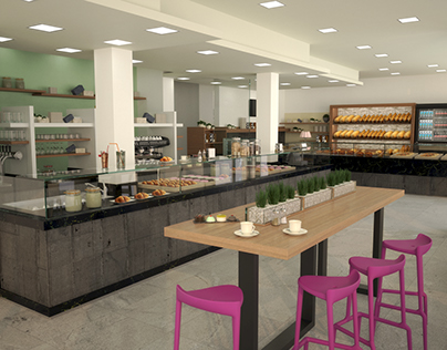 Rendering of a Bar, bakery and pastry shop in Bergamo