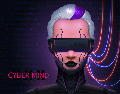 Girl Cyberpunk technology of the future. Virtual realit