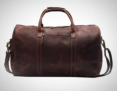 Premium Leather Duffel Bag, Brown - LEACARVE