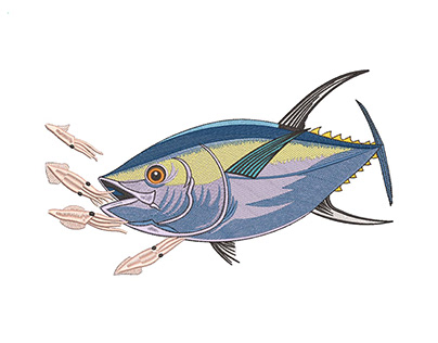 Tuna fish Embroidery logo for Hoodie.