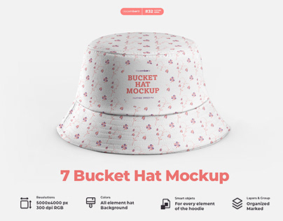 7 Bucket Hat Mockups + 1 Free