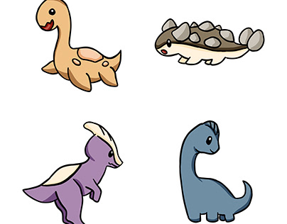 cute kawaii animal dinosaur illustration free download
