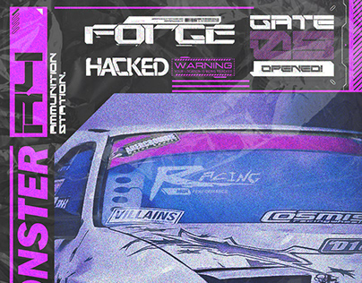 Diseño de poster de auto de carreras ( Drift cyberpunk)