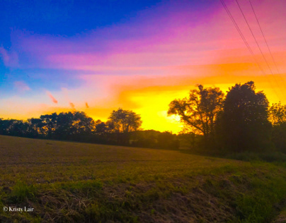 Sunset over fields