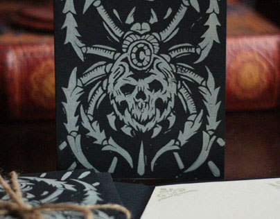 Black Spider - Block Printed Halloween Cards