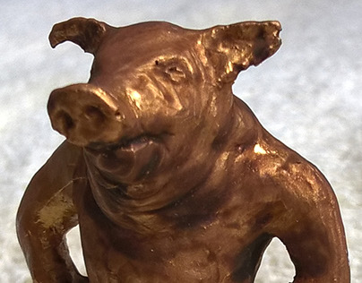 golden pig Christmas present - inject mould cast model