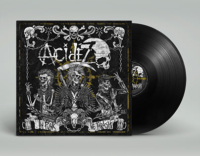 Acidez - In Punk We Thrash LP cover & album design
