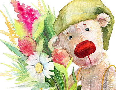 Teddy bear watercolor illustration