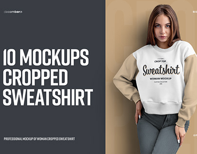 10 Mockups Crop Top Sweatshirt +1 Free