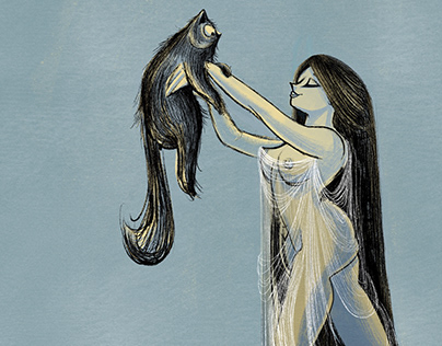 Freyja - The Norse God and Her Cat.