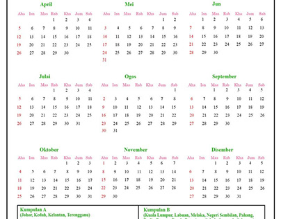 Malaysia 2020 Calendar Template