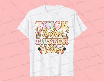 Thick Thighs Easter Vibes Funny Easter T-Shirt Design