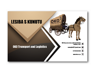 Business card for OKO transports