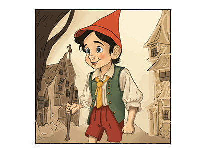 Ilustración de libro (Pinocho)