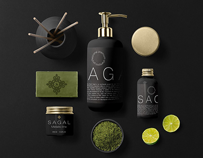 shampoo packaging corporate identity of the name Sagal
