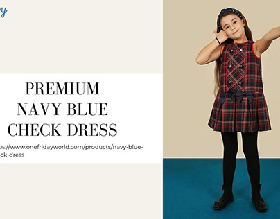 Premium Navy Blue Check Dress