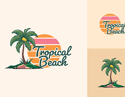 Tropical beach logo design vector