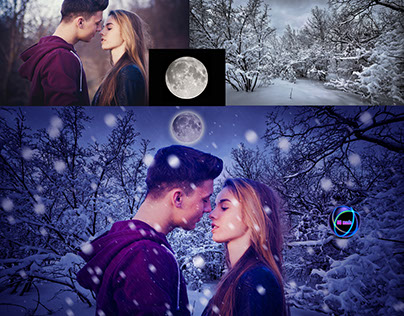 Snow effect with lovers