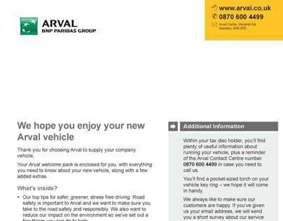 Arval - customer service letters