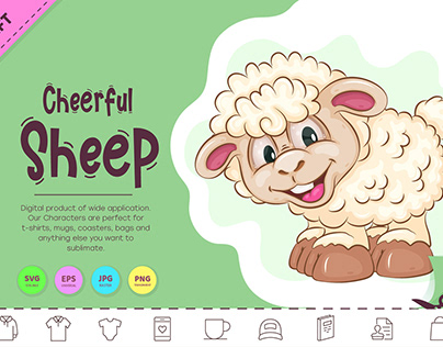 Cheerful Cartoon Sheep.