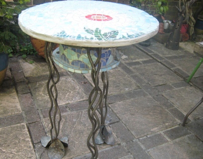 mosaic and metal table