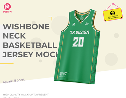 Wishbone Neck Basketball Jersey Mockup