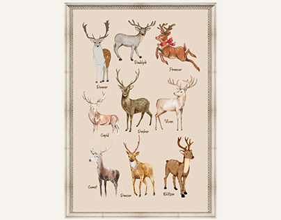 Christmas Reindeers | Printable Christmas Wall Art