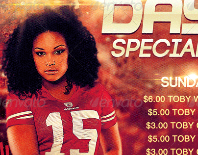 Toby's Game Day Specials Flyer Template