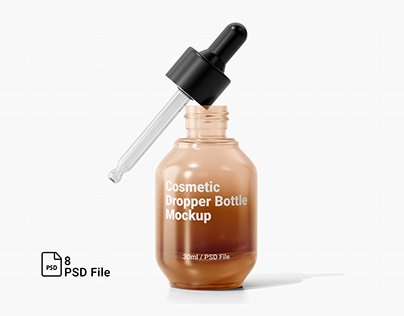 8 Psd Cosmetic Glass Dropper Bottle