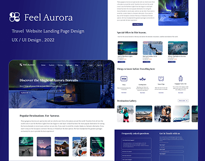 Landing page for a Feel Aurora