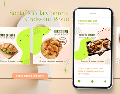 Social Media Content Croissant Resto | Canva Template