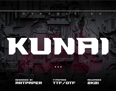 KUNAI Display Font. Futuristic TypeFace