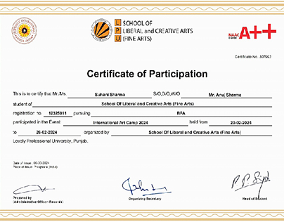 International Art Camp (certificate)