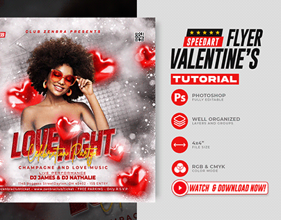 Valentine's Day Party Flyer SpeedART Tutorial Download