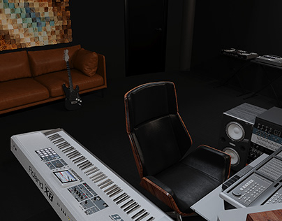 Sound production studio control room. Design project