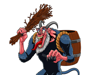 Angry Krampus Or Christmas Devil Cartoon Character