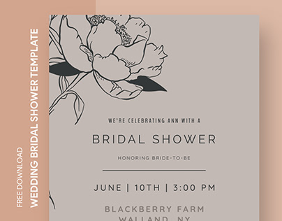 Free Vintage Wedding Bridal Shower Invitation Template
