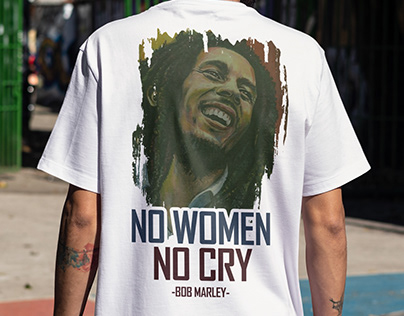 Bob Marley creative design with Text "No Women, No Cry"
