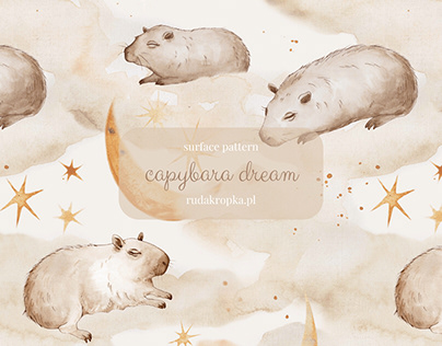capybara dream surface pattern design for fabric