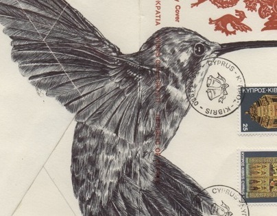 Bic Biro Drawing on Vintage envelope.