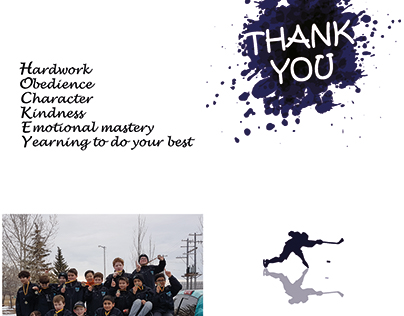 THANK YOU CARD FOR JUNIOR HOCKEY PLAYERS