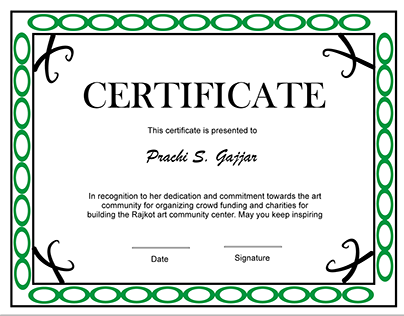 Certificate for Crowd funding and Charities
