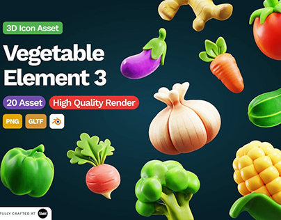 3D Vegetable Element Icon