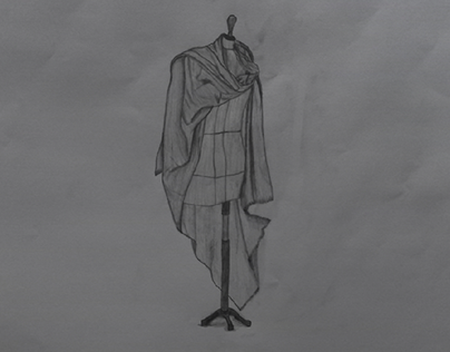Mannequin with drapery sketch.