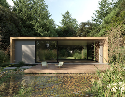 Archviz project. House in the forest.