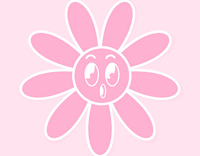 Sticker surprised daisy in pink tones