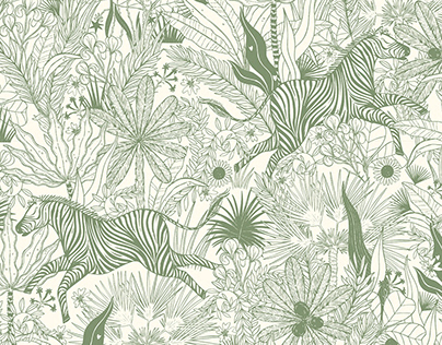 Jungle Zebra. Exquisite tropical motif. Jungle patterns