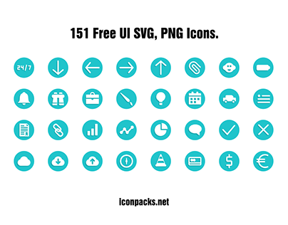 151 Free USer Interface SVG, PNG Icons.