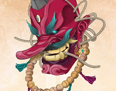 Tengu Demon Mask / digital illustration